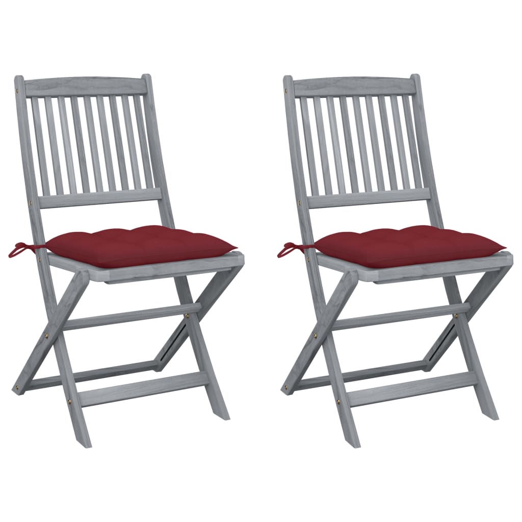 Vidaxl tuinstoelen 2 st inklapbaar met kussens massief acaciahout