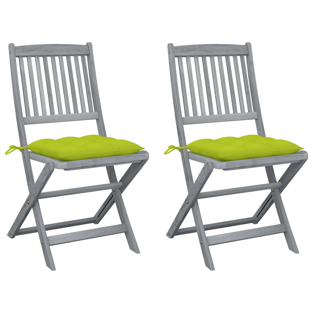 Vidaxl tuinstoelen 2 st inklapbaar met kussens massief acaciahout