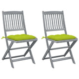 Vidaxl tuinstoelen 2 st inklapbaar met kussens massief acaciahout