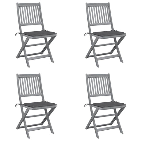 Vidaxl set van 4 klapstoelen met kussens, gemaakt van massief acaciahout.