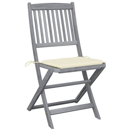 Vidaxl set van 4 klapstoelen met kussens, gemaakt van massief acaciahout.