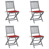 Vidaxl set van 4 klapstoelen met kussens, gemaakt van massief acaciahout.