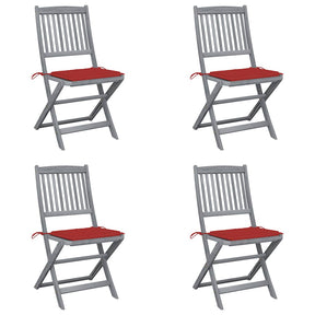 Vidaxl set van 4 klapstoelen met kussens, gemaakt van massief acaciahout.