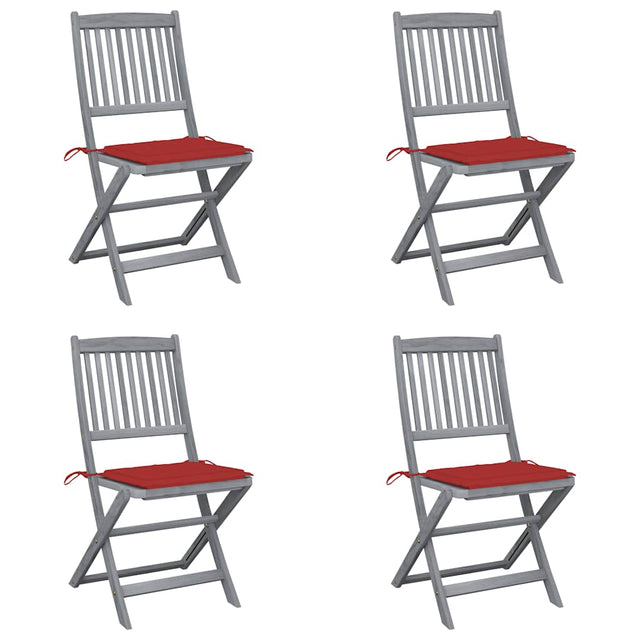 Vidaxl set van 4 klapstoelen met kussens, gemaakt van massief acaciahout.