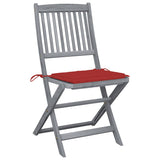 Vidaxl set van 4 klapstoelen met kussens, gemaakt van massief acaciahout.
