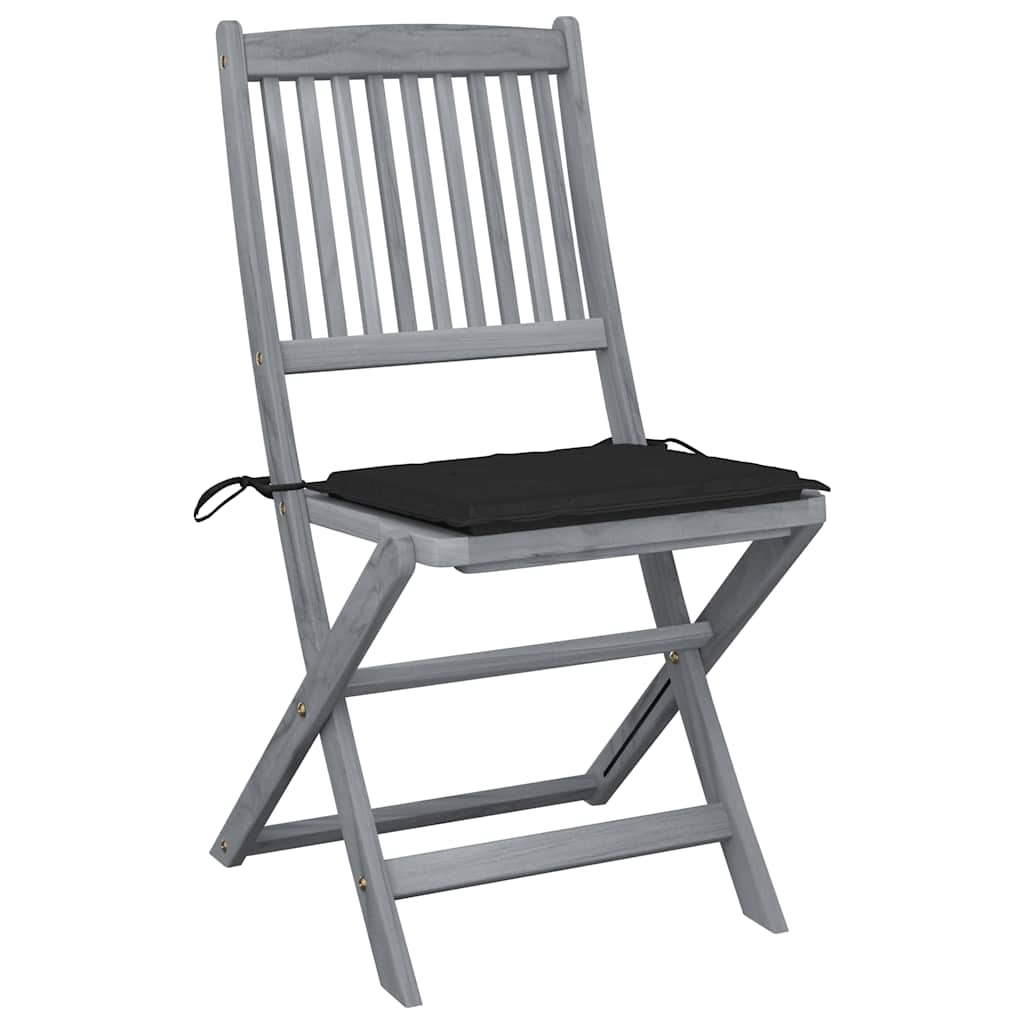 Vidaxl set van 4 klapstoelen met kussens, gemaakt van massief acaciahout.
