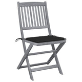 Vidaxl set van 4 klapstoelen met kussens, gemaakt van massief acaciahout.