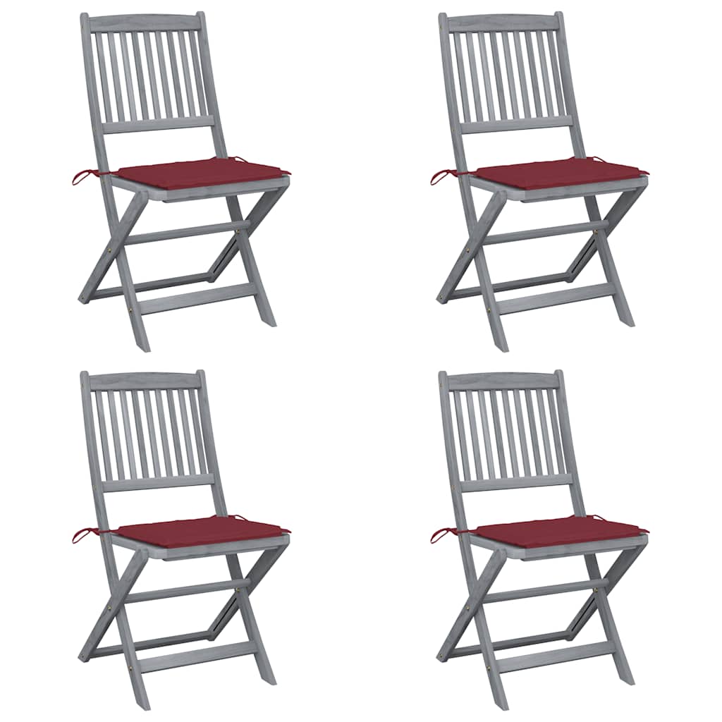 Vidaxl tuinstoelen 4 st inklapbaar met kussens massief acaciahout