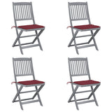Vidaxl tuinstoelen 4 st inklapbaar met kussens massief acaciahout