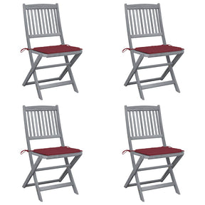 Vidaxl set van 4 klapstoelen met kussens, gemaakt van massief acaciahout.