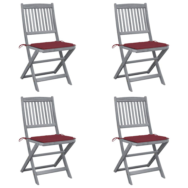 Vidaxl set van 4 klapstoelen met kussens, gemaakt van massief acaciahout.