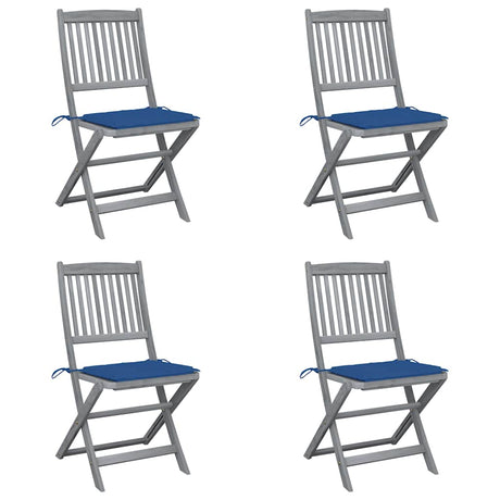 Vidaxl set van 4 klapstoelen met kussens, gemaakt van massief acaciahout.