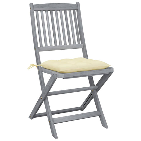 Vidaxl set van 4 klapstoelen met kussens, gemaakt van massief acaciahout.