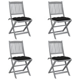 Vidaxl set van 4 klapstoelen met kussens, gemaakt van massief acaciahout.