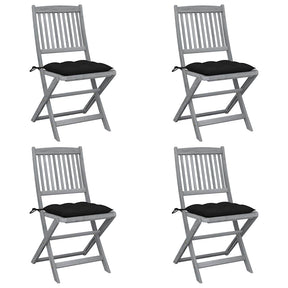 Vidaxl set van 4 klapstoelen met kussens, gemaakt van massief acaciahout.