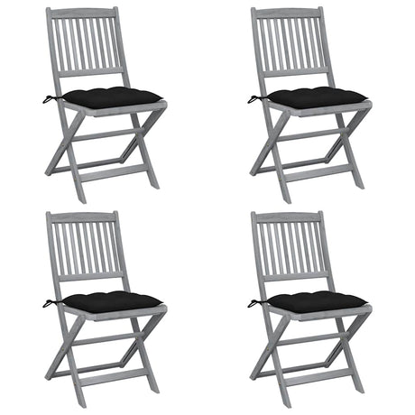 Vidaxl set van 4 klapstoelen met kussens, gemaakt van massief acaciahout.