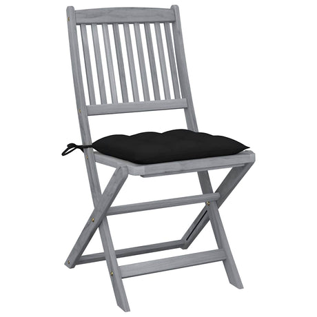 Vidaxl set van 4 klapstoelen met kussens, gemaakt van massief acaciahout.