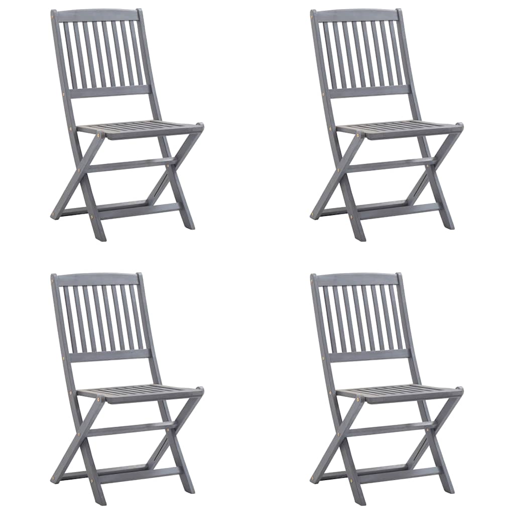 Vidaxl set van 4 klapstoelen met kussens, gemaakt van massief acaciahout.