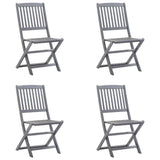 Vidaxl set van 4 klapstoelen met kussens, gemaakt van massief acaciahout.