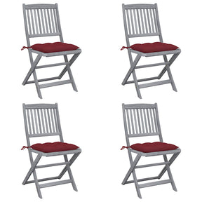 Vidaxl set van 4 klapstoelen met kussens, gemaakt van massief acaciahout.
