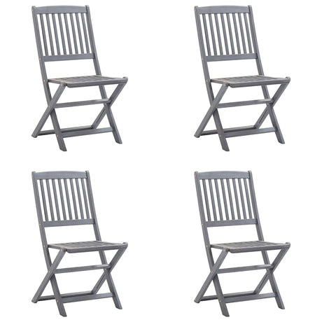 Vidaxl set van 4 klapstoelen met kussens, gemaakt van massief acaciahout.