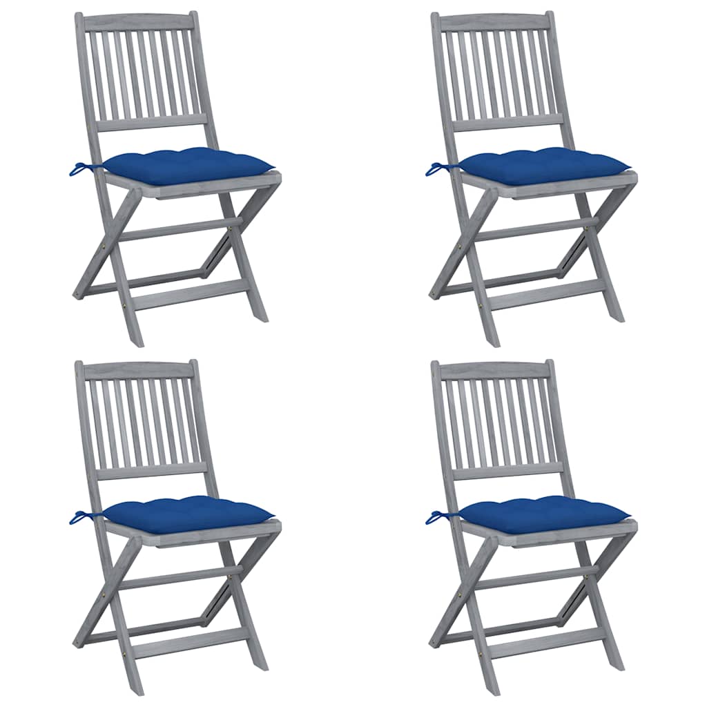 Vidaxl tuinstoelen 4 st inklapbaar met kussens massief acaciahout