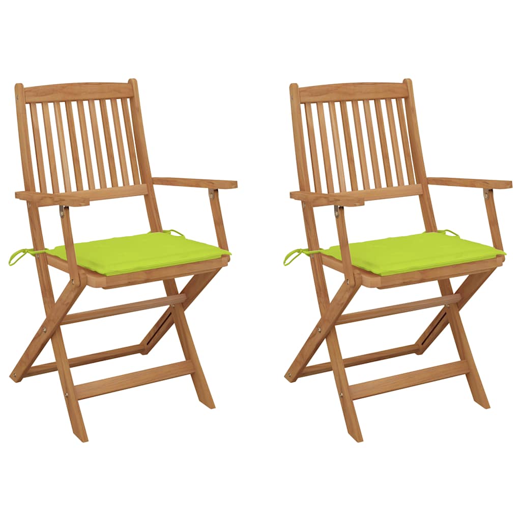 Vidaxl tuinstoelen 2 st inklapbaar met kussens massief acaciahout