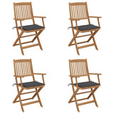 Vidaxl tuinstoelen 4 st inklapbaar met kussens massief acaciahout