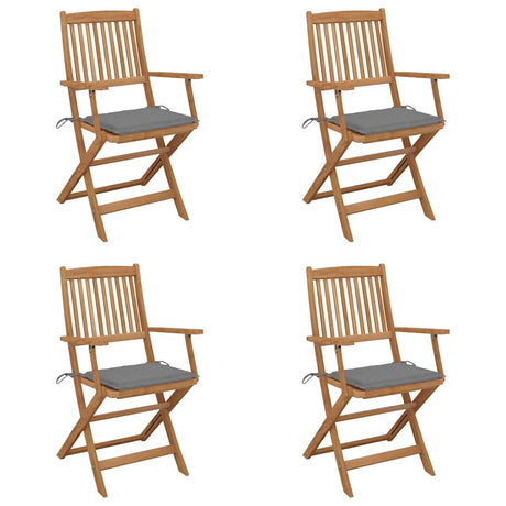 Vidaxl set van 4 klapstoelen met kussens, gemaakt van massief acaciahout.