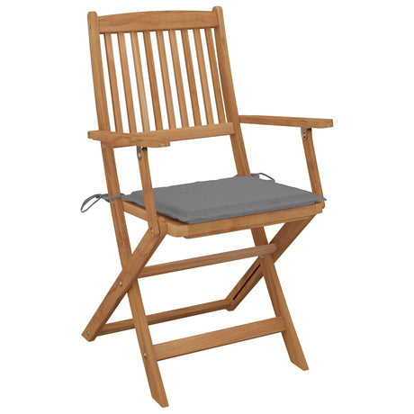 Vidaxl set van 4 klapstoelen met kussens, gemaakt van massief acaciahout.