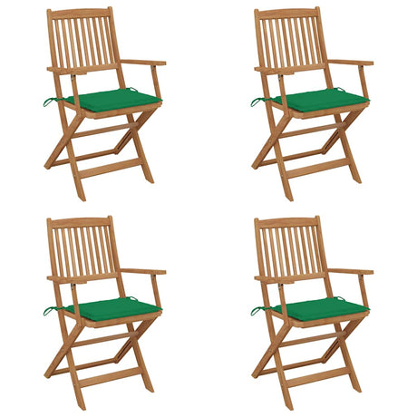 Vidaxl set van 4 klapstoelen met kussens, gemaakt van massief acaciahout.
