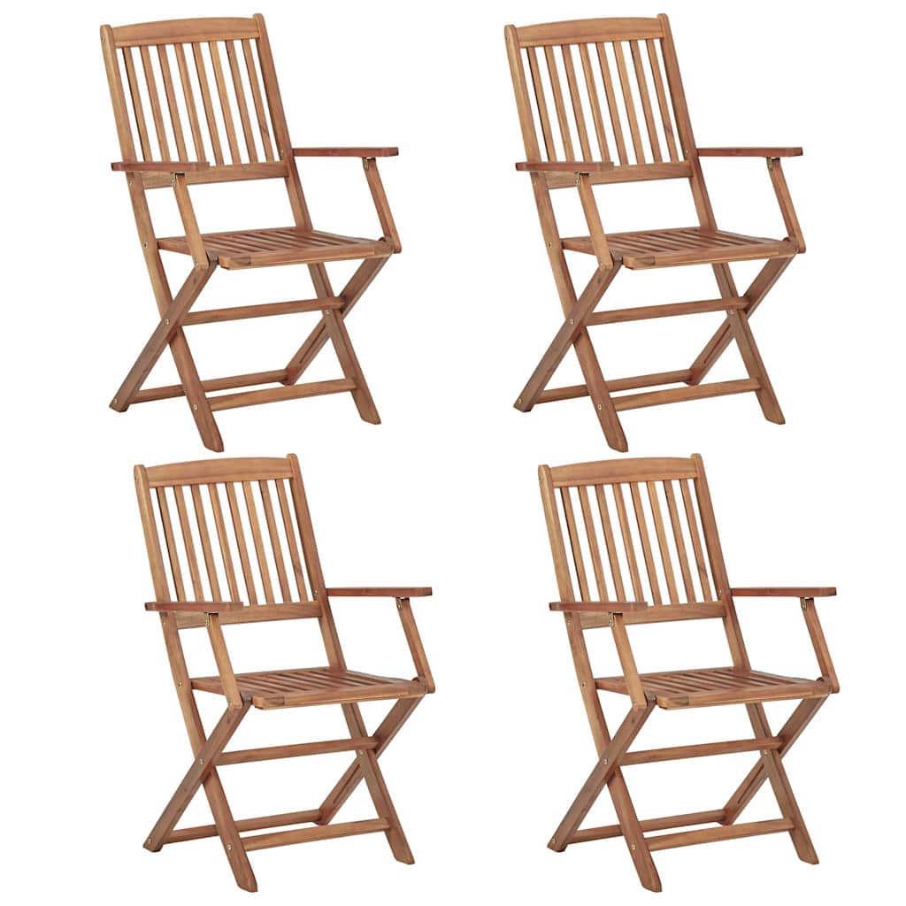 Vidaxl set van 4 klapstoelen met kussens, gemaakt van massief acaciahout.