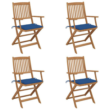 Vidaxl set van 4 klapstoelen met kussens, gemaakt van massief acaciahout.