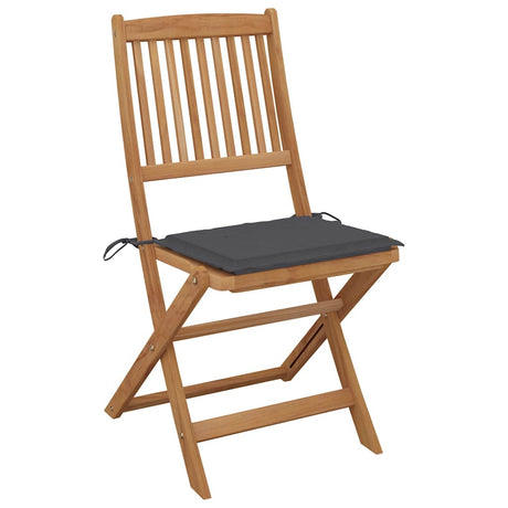 Vidaxl set van 2 klapstoelen met kussens, gemaakt van massief acaciahout.
