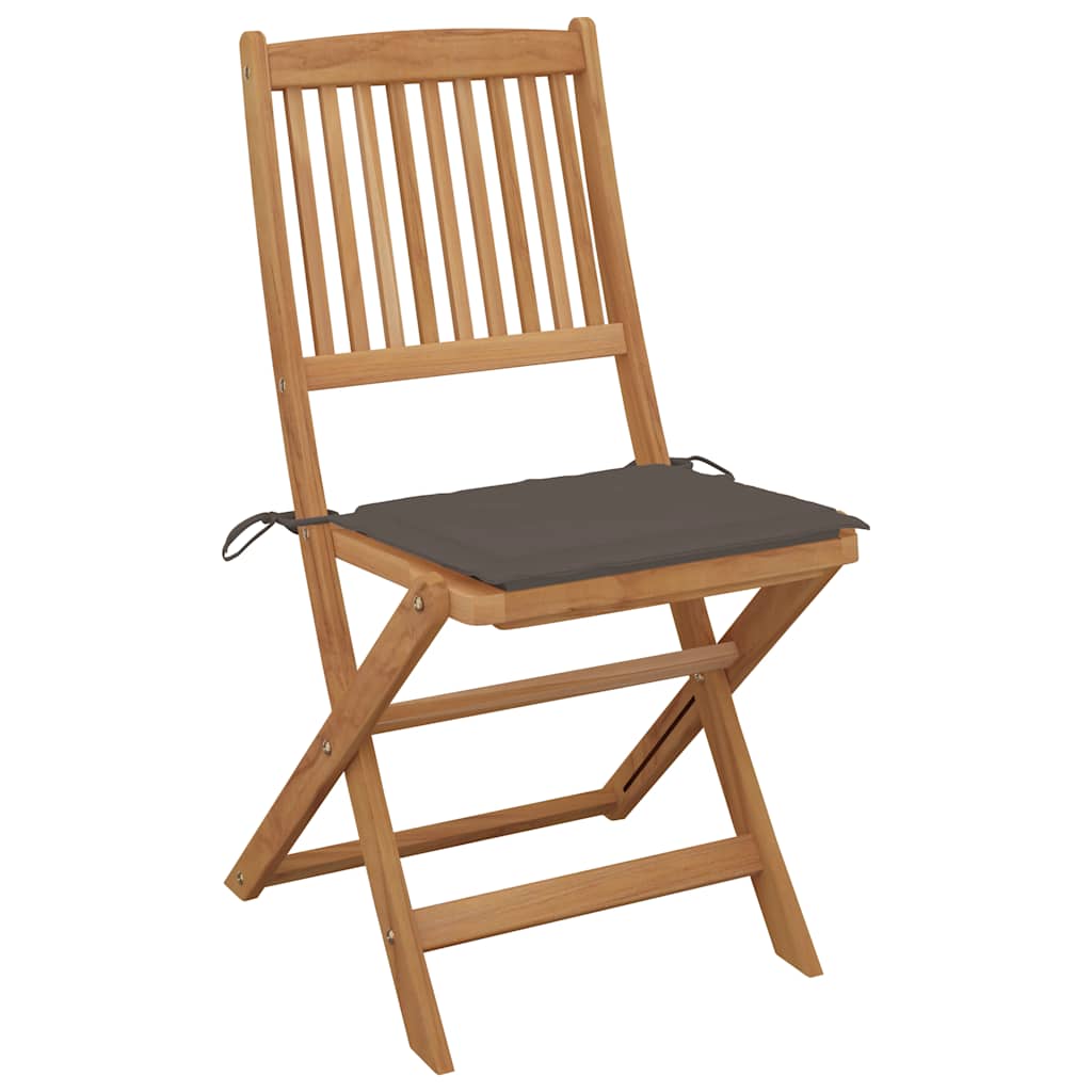Vidaxl set van 2 klapstoelen met kussens, gemaakt van massief acaciahout.