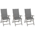 Vidaxl tuinstoelen 3 st verstelbaar met kussens massief acaciahout