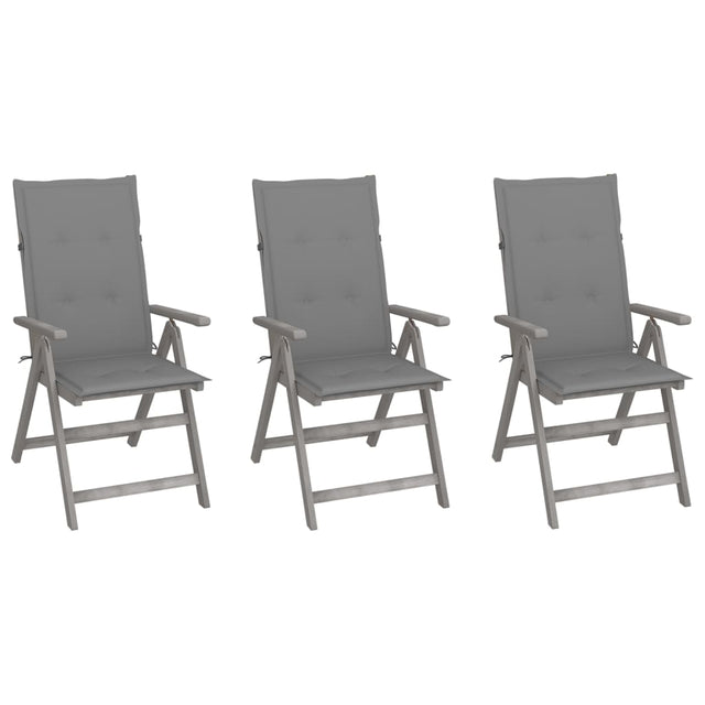 Vidaxl tuinstoelen 3 st verstelbaar met kussens massief acaciahout