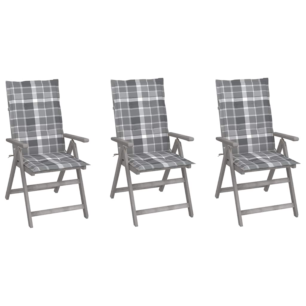Vidaxl tuinstoelen 3 st verstelbaar met kussens massief acaciahout