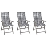 Vidaxl tuinstoelen 3 st verstelbaar met kussens massief acaciahout
