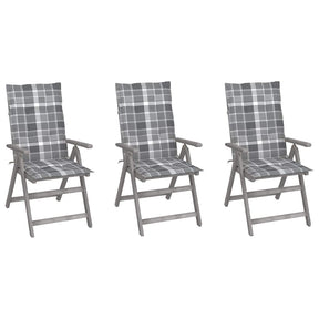 Vidaxl tuinstoelen 3 st verstelbaar met kussens massief acaciahout