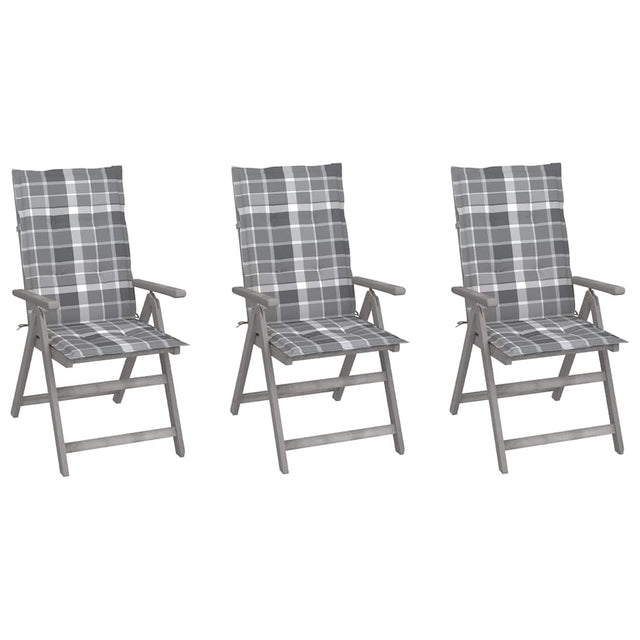 Vidaxl tuinstoelen 3 st verstelbaar met kussens massief acaciahout