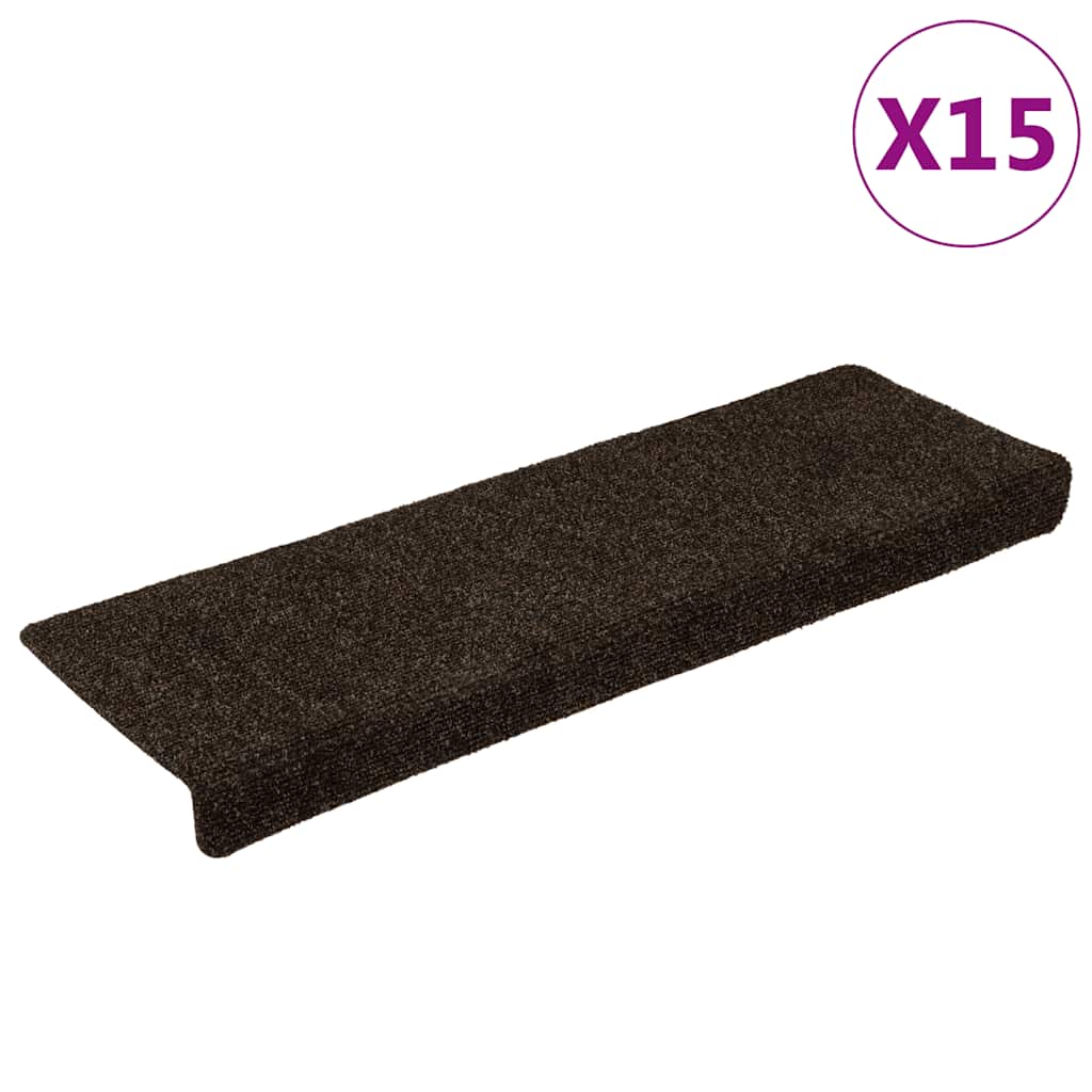 VidaXL Stufenmatten selbstklebend 15 Stück 65x21x4 cm dunkelbraun rechteckiger Rand