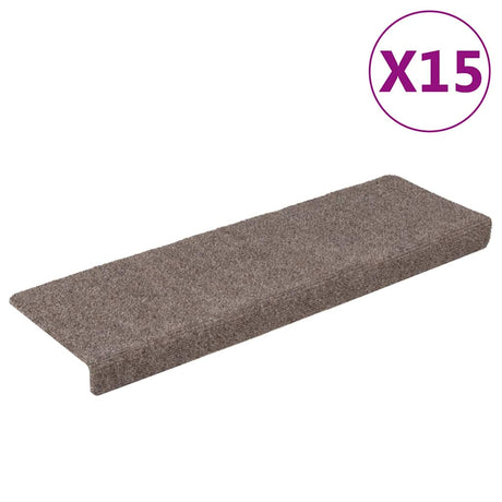 Vidaxl Treppenmatten Selbstadhäsiv 15 Teile 65x21x4 cm beige rechteckige Kante