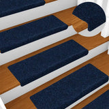 Vidaxl -Treppenmatten Selbstadhäsiv 15 Teile 65x21x4 cm Marineblau mit rechteckiger Kante