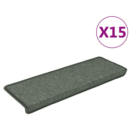 Vidaxl -Treppenmatten 15 ST 65x21x4 cm dunkelgrüne rechteckige Kante