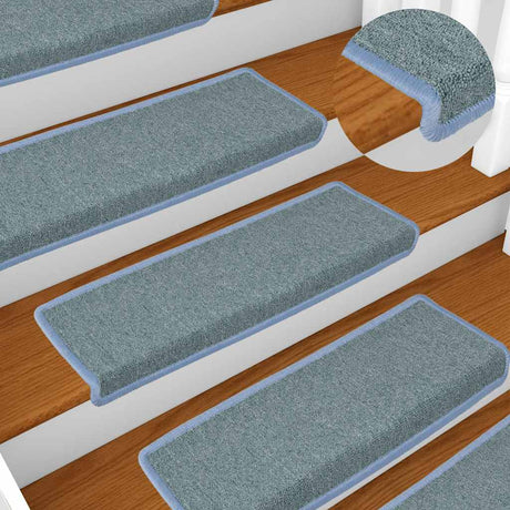 VIDAXL -Treppenmatten 15 ST 65x21x4 cm seeblaue rechteckige Kante