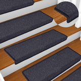 Vidaxl -Treppenmatten 15 ST 65x21x4 cm dunkelgrau und blau mit rechteckiger Rand
