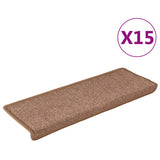 Vidaxl -Treppenmatten 15 ST 65x21x4 cm braune rechteckige Kante