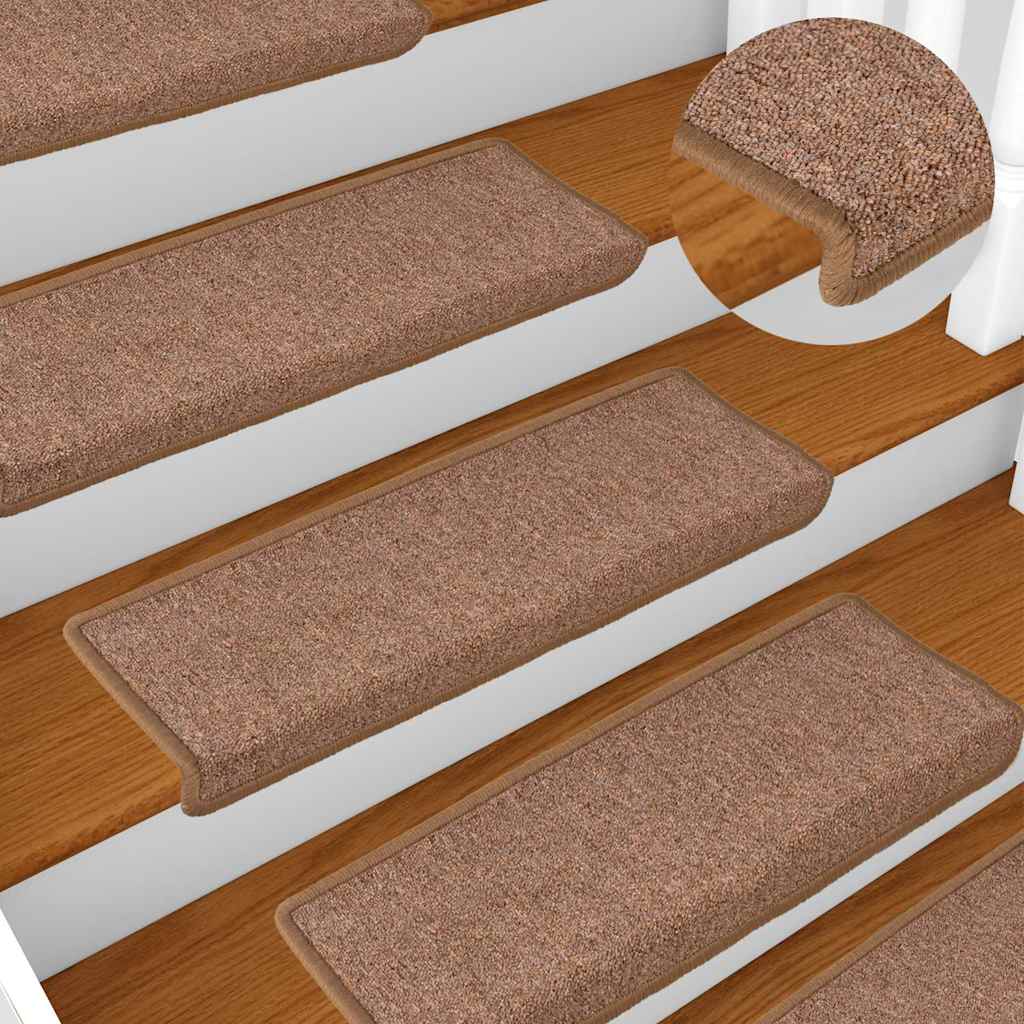 Vidaxl -Treppenmatten 15 ST 65x21x4 cm braune rechteckige Kante