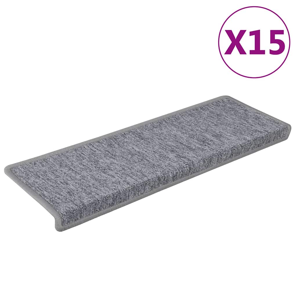 VidaXL Stufenmatten 15 Stück 65x21x4 cm hellgrau mit rechteckigem Rand